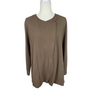 J.Jill Pure Jill Pima Cotton Stretch Asymmetrical Zip Front Jacket L Minimalist